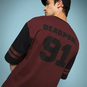 Men’s Maroon Dead Pool Jersey Graphic Printed Oversized T-shirt