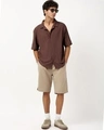 Men’s Almond Brown Textured Oversized Shirt - Image 3
