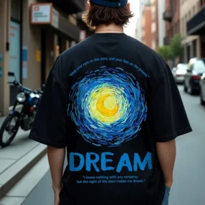 Men’s Black Dream Graphic Printed Oversized T-shirt